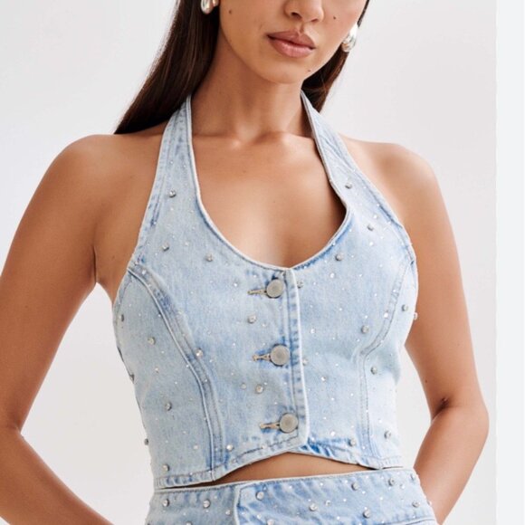 Meshki Embellshed Denim Vest - NEVER WORN - Picture 3 of 3